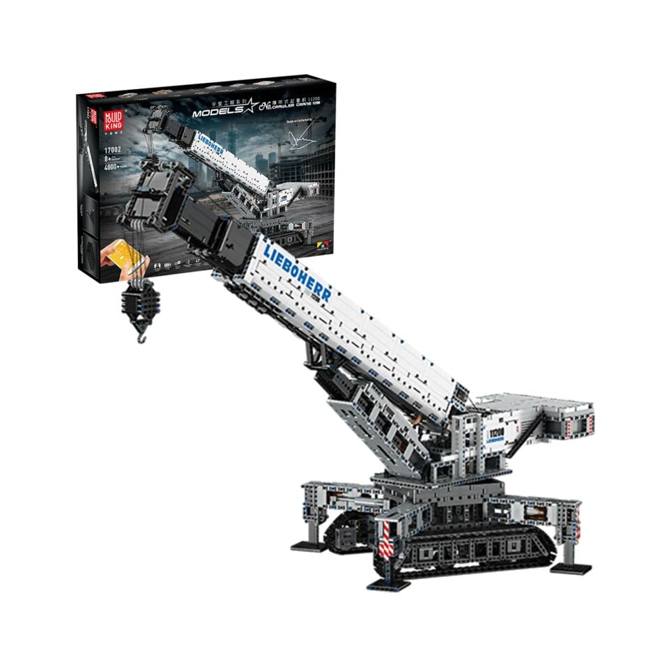 17002 Crawler Crane 11200 4.000 Parça 12 Motorlu RC Paletli Vinç Yapı Blok Seti