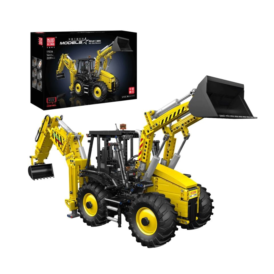 17036 Backhoe Loader 2.239 Parça 8 Motorlu RC Kazıcı Yükleyici Yapı Blok Seti