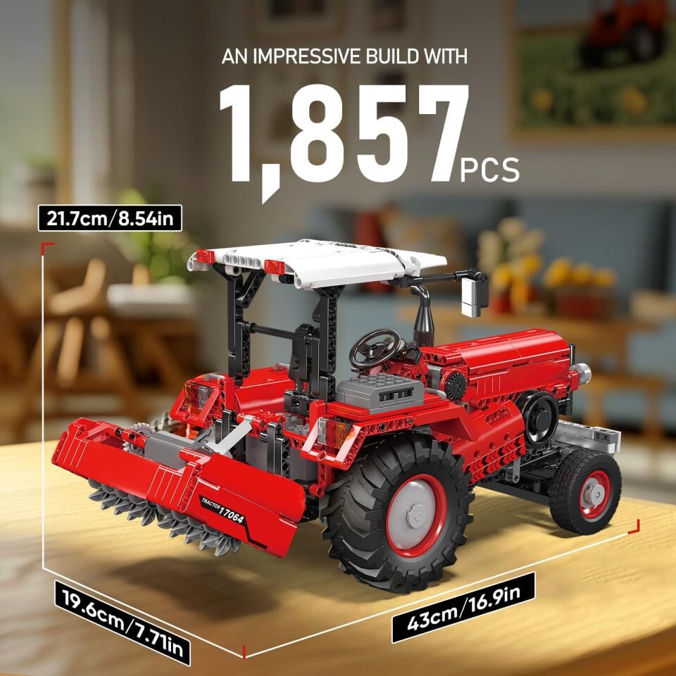 17064 Agricultural Tractor 1.857 Parça 6 Motorlu RC Tarım Traktörü Yapı Blok Seti