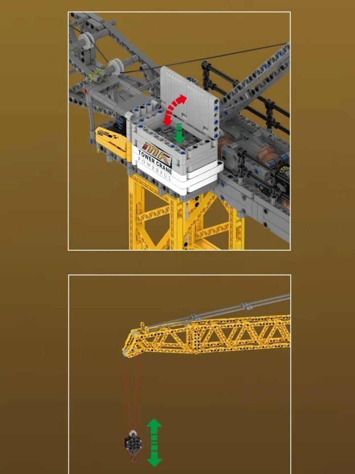 17096 Luffing Jib Tower Crane 2.565 Parça Motorlu Kule Vinç Yapı Blok Seti