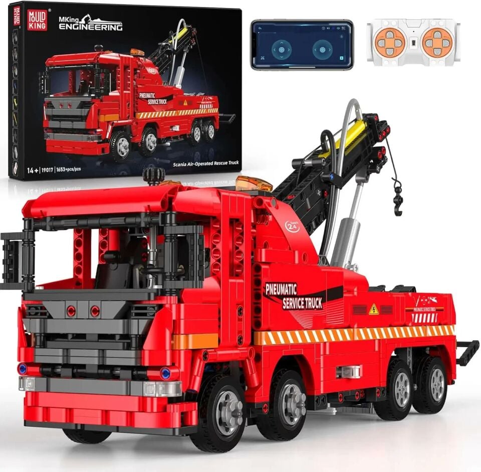 19017 Scania Rescue Truck 1.653 Parça 1:14 RC Pnömatik Kurtarma Kamyonu Yapı Blok Seti