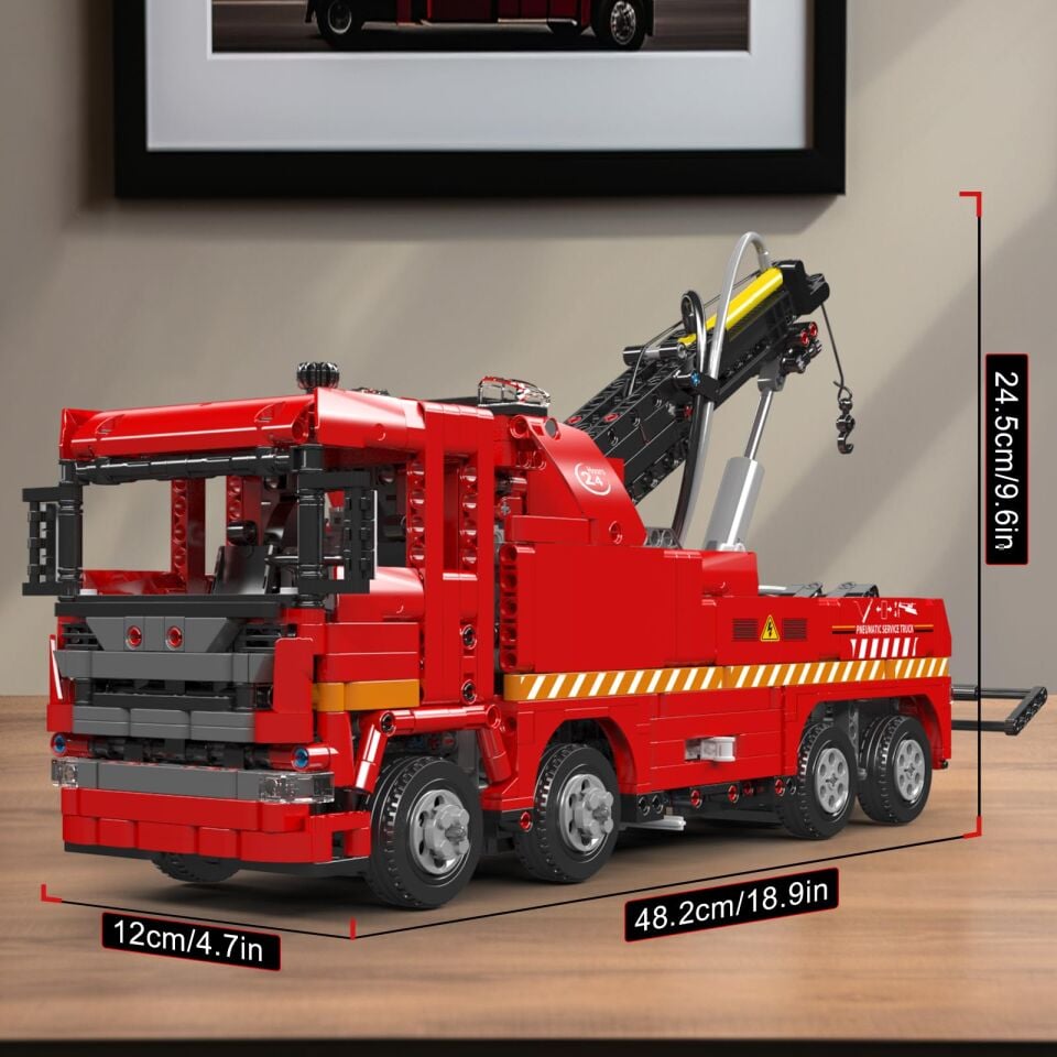 19017 Scania Rescue Truck 1.653 Parça 1:14 RC Pnömatik Kurtarma Kamyonu Yapı Blok Seti