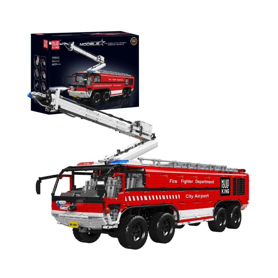 19004 Airport Rescue 6.653 Parça RC Pnömatik Havalimanı İtfaiye Aracı Yapı Blok Seti