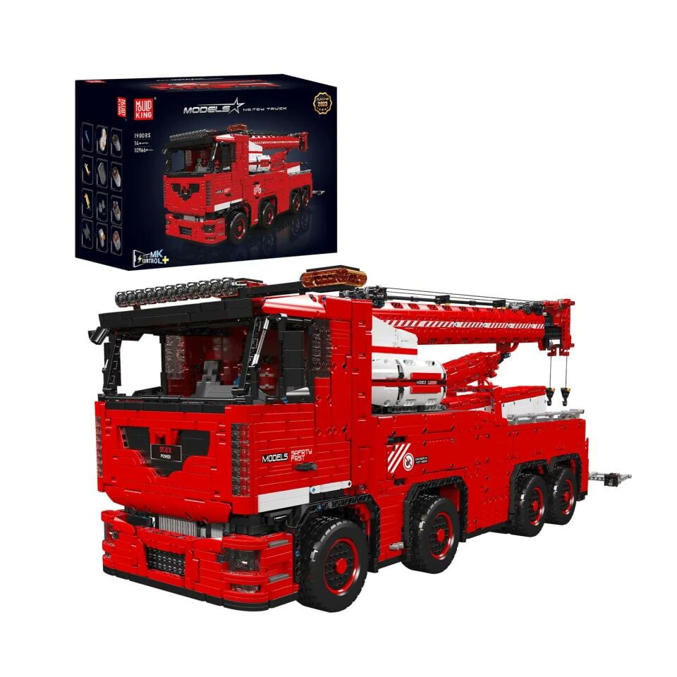 19008-S Tow Truck 10.966 Parça 19 Motorlu RC Pnömatik Kurtarma Kamyonu Yapı Blok Seti