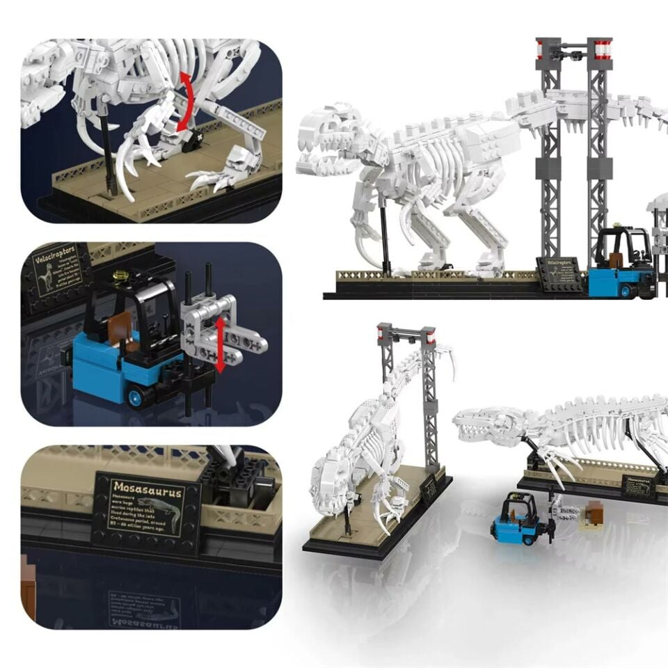 29005 Mosasaurus ve Velociraptor 1.418 Parça Dinozor Fosil Yapı Blok Seti
