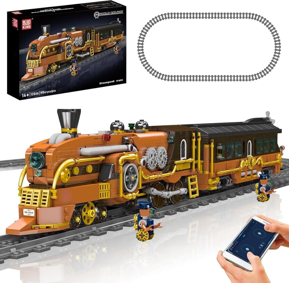 12046 Steampunk Train 1.954 Parça Motorlu RC Tren Yapı Blok Seti